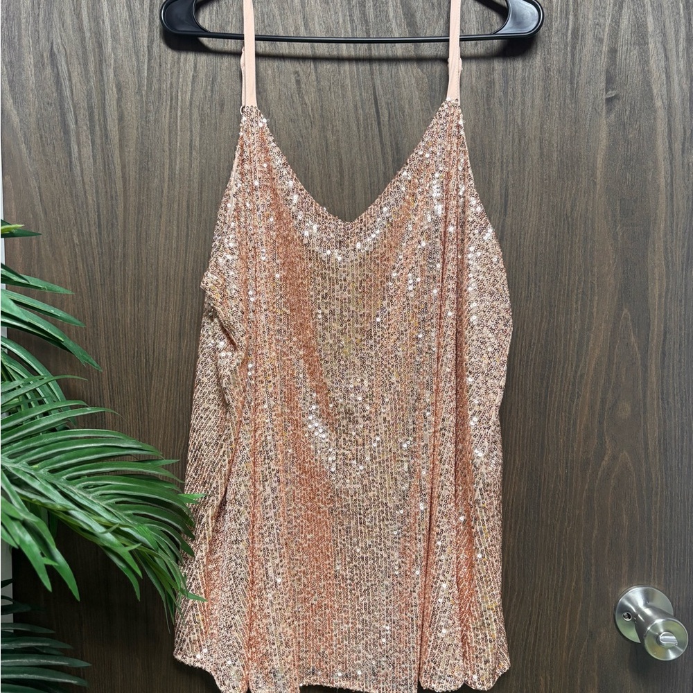 Torrid Sophie Rose Gold Sequin Cami Tank Top Size 3